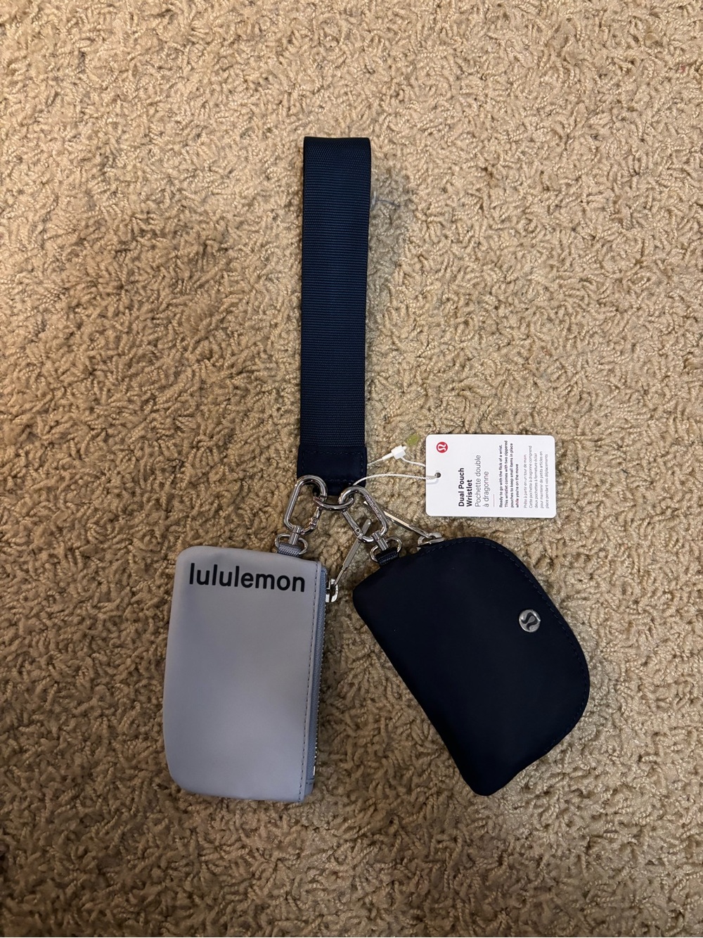lululemon athletica Navy and Light Gray Wristlet Key Pouch Duo